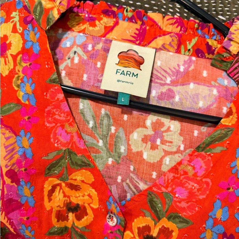 FARM Rio Vibrant Floral Ruffle Blouse - Picture 2 of 3
